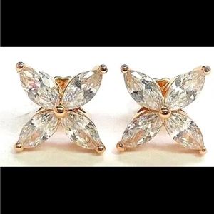 Joan Boyce Rose-tone Crystal Flower Stud Earrings